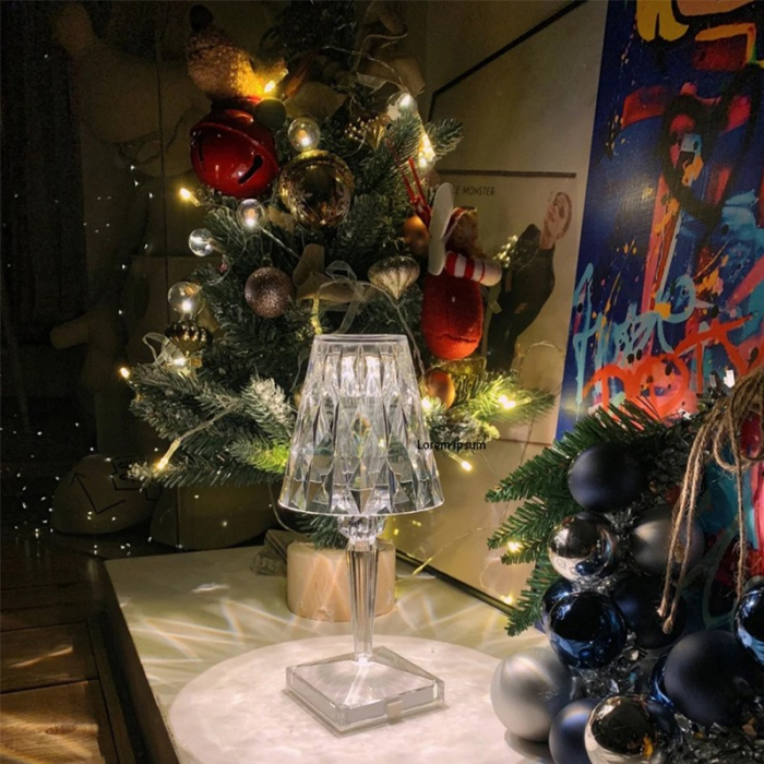 Lampa de birou pe LED RGB 16, , dimmer tactil, 3 nivele de intensitate, incarcare USB, 3W, Cristal Acrilic, 26x12 cm, cu telecomanda, transparent [5]