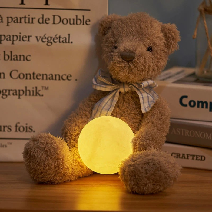 Lampa de veghe in forma de luna cu stele 3D Moon Light, Acumulator integrat, alimentare USB, stand din plastic inclus, 13 cm, 16 culori, Multicolor, Telecomanda inclusa,  [7]