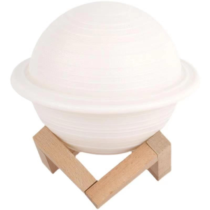 Lampa de Veghe, , Model Planeta Saturn, 3D, Lumina Alb Cald, Suport din Plastic, cu Baterii, 13 cm, Alb [5]