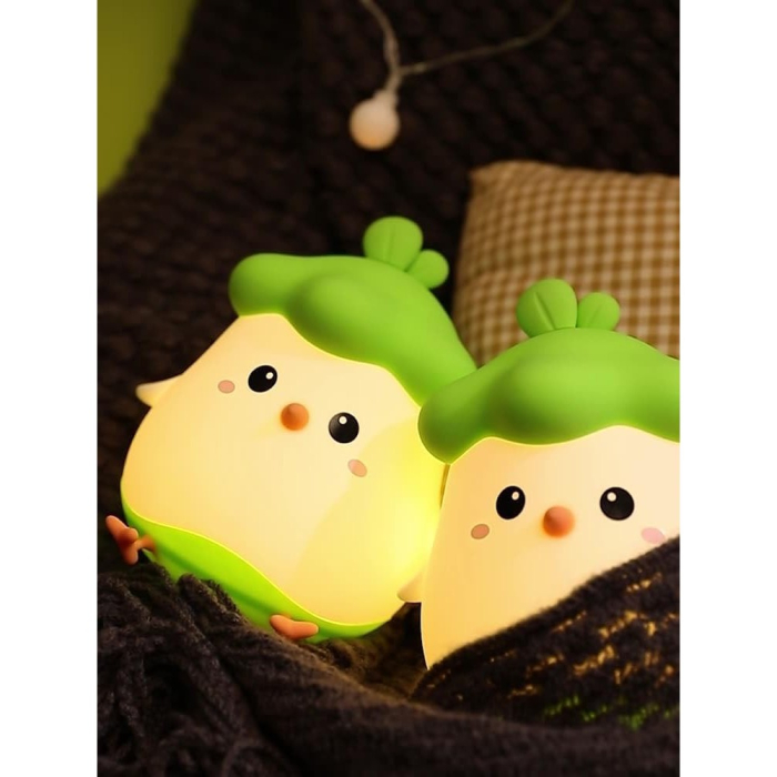 Lampa de Veghe pentru Copii, , din Silicon, Senzor Tactil, Model Pui, Lumina Calda, Protectie pentru Ochi, Incarcare USB, Capacitate Baterie Incorporata 800mAh, 11 x 10 x 12.4 cm, Verde [4]