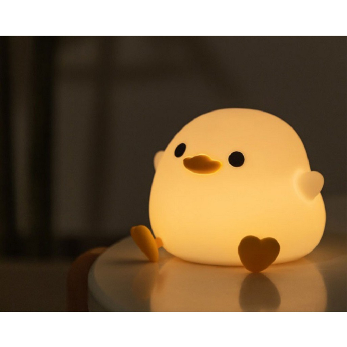 Lampa de Veghe pentru Copii, , din Silicon, Senzor Tactil, Model Ratusca, Lumina Calda, Timer Automat, Protectie pentru Ochi, Incarcare USB Putere 0.5W, Capacitate Baterie Incorporata 800mAh, 12.2x10.5x9.2 cm, Alb [7]