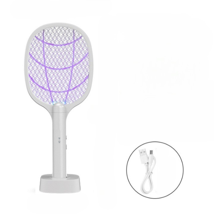 Lampa Electrica Impotriva Tantarilor, , 43 x 18 x 9.2 cm, Reincarcabila cu Cablu USB Inclus, Plasa din Aluminum Alb [2]