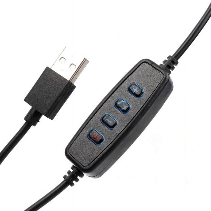 Lampa LED Circulara cu Trepied Metalic Extensibil, , Rotativa 360 de Grade, Lungime Extensie 210 cm, Diametru Lampa 26 cm, Conectare USB, Telecomanda, 3 Trepte de Lumina, Negru [10]