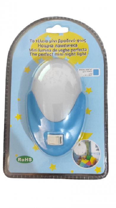 Lampa LED cu Lumina de Veghe Pentru Priza, Intrerupator si Buton On/Off, Lumina Alba, Consum Redus 2W, Universal, Alb [2]