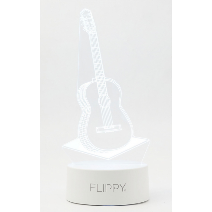 Lampa LED decorativa, , 3D, Chitara, din material acril si lumina multicolora, alb [6]