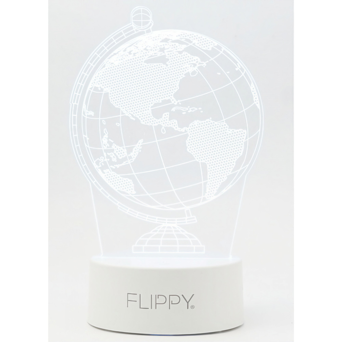 Lampa LED decorativa, , 3D, Globul Pamantesc, doua moduri de alimentare USB si baterii, 20 cm inaltime, din material acril si lumina multicolora, alb [6]