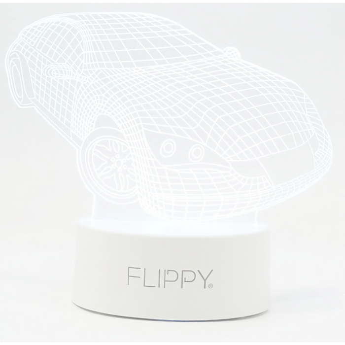 Lampa LED decorativa, , 3D, Masina Sport, doua moduri de alimentare USB si baterii, 20 cm inaltime, din material acril si lumina multicolora, alb [6]