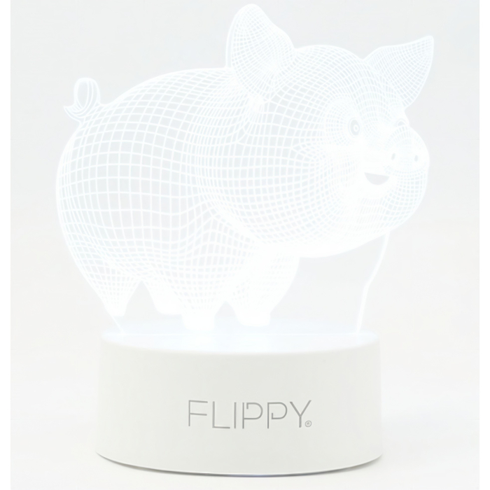 Lampa LED decorativa, , 3D, Porcusor Gras, din material acril si lumina multicolora, alb [6]