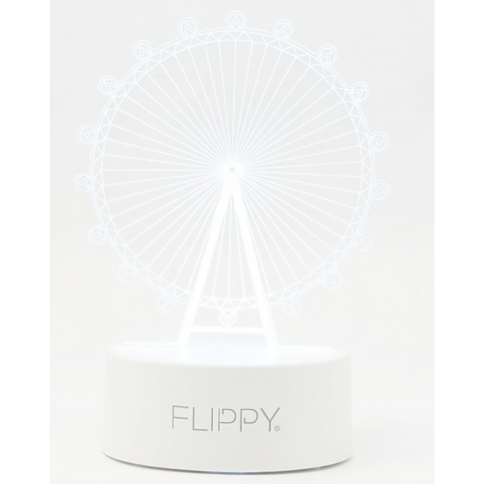 Lampa LED decorativa, , 3D, Roata Panoramica, cu telecomanda, doua moduri de alimentare USB si baterii, 20 cm inaltime, din material acril si lumina multicolora, alb [6]