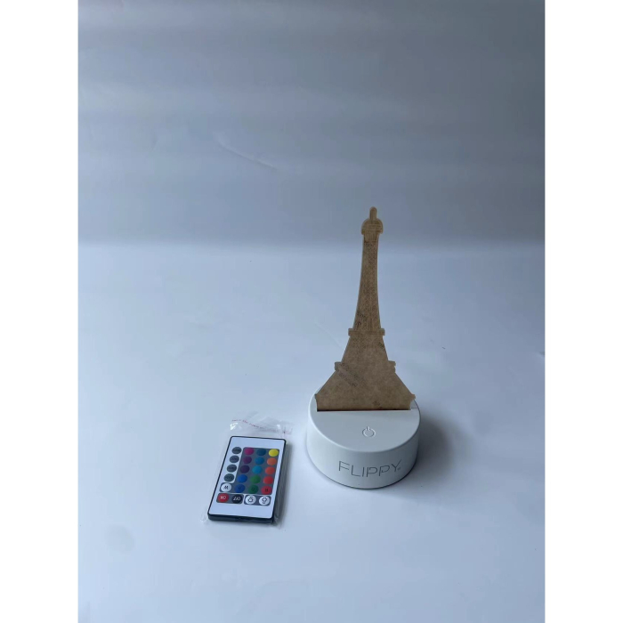 Lampa LED decorativa, , 3D, Turnul Eiffel, din material acril si lumina multicolora, alb [10]
