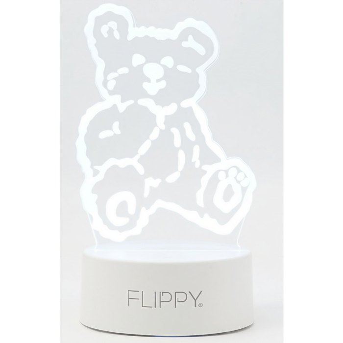 Lampa LED decorativa, , 3D, Ursulet, cu telecomanda, doua moduri de alimentare USB si baterii, 20 cm inaltime, din material acril si lumina multicolora, alb [3]