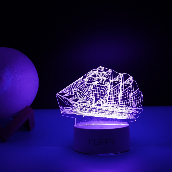 Lampa LED decorativa, , 3D, Vapor, cu telecomanda, doua moduri de alimentare USB si baterii, 20 cm inaltime, din material acril si lumina multicolora, alb [5]