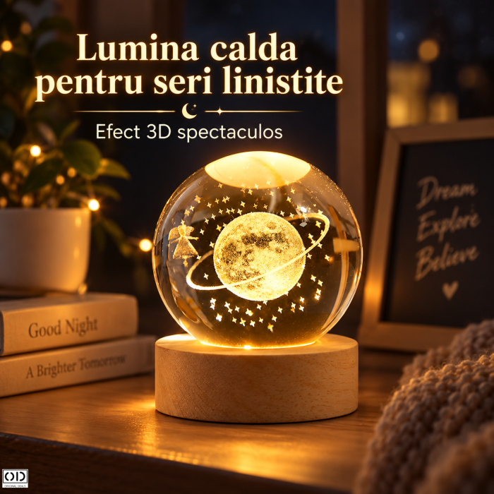 Lampa LED Decorativa cu Bila din Cristal K9, Cer Instelat 3D, 6 cm, USB, Alb Cald | ORIGINAL DEALS [3]