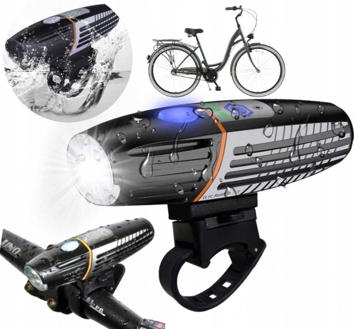 Lampa LED pentru bicicleta, reincarcabila USB, rezistenta la apa, 2200 mAh, autonomie pana la 15 ore [13]