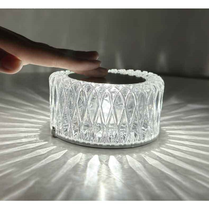 Lampa LED RGB 16, , 3 Nivele de Intensitate, Incarcare USB, 3W, Cristal Acrilic, 6x12 cm, Telecomanda, Transparent [4]