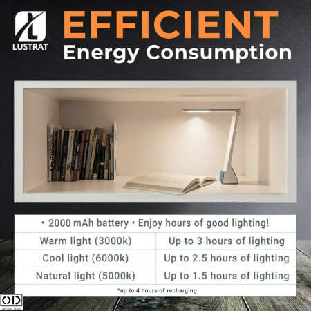 Lampa LED Wireless de Birou, cu Acumulator 2000 mAh, cu Touch Control si 3 Tipuri de Lumina [6]