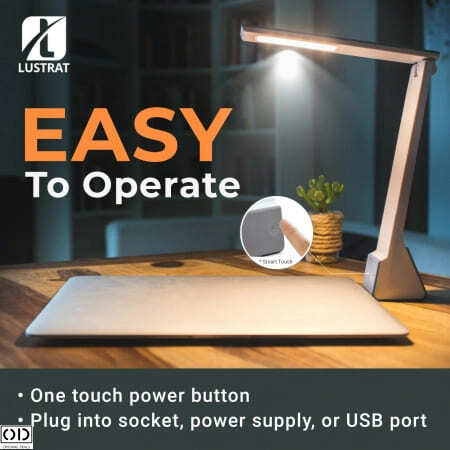 Lampa LED Wireless de Birou, cu Acumulator 2000 mAh, cu Touch Control si 3 Tipuri de Lumina [8]