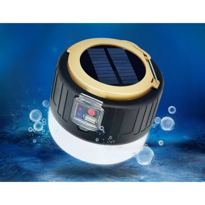 Lampa Portabila, , Incarcare Solara + USB, Afisaj Inteligent al Bateriei, Raza de Actiune 32 mp, 6x9x11 cm, 3 Moduri, Negru [4]