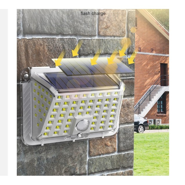 Lampa solara de perete , 90 LED-uri SMD, senzor de miscare, IP65, 1200mAh, material ABS, lumina alb rece, alb [5]