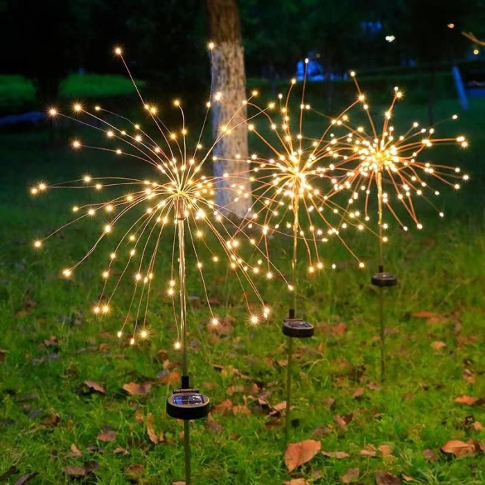 Lampa Solara, , Decor Gradina, Model Fireworks/Artificii, din Sarma de Cupru, 120 LED-uri, 55W, 90 cm, Alb Cald [4]