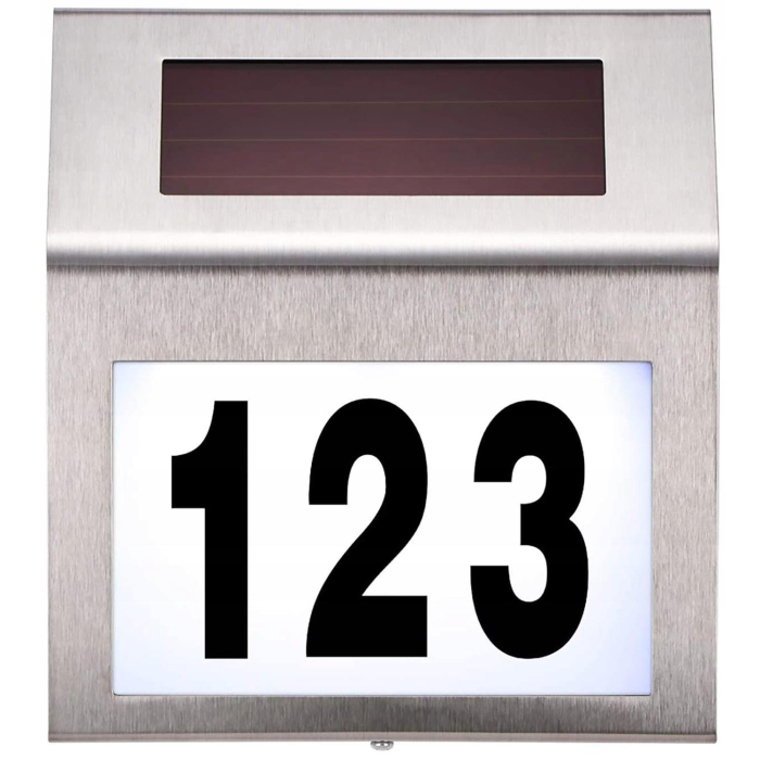 Lampa solara LED afisare numar de casa, inox, kit montare inclus, 20x18x3 cm [1]