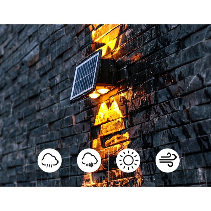 Lampa solara LED bidirectionala dreptunghiulara pentru perete , 20.5x10 cm, 6 LED-uri, 5.5V, ABS, 500mAh, rezistent la apa IP65, alb cald [4]