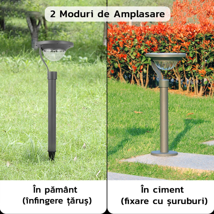 Lampa solara LED cu 2 moduri de fixare, IP65, material ABS, baterie 4.5 V, 200 mah, 450 Lumeni, 42.5 x 15 cm, alb cald, [5]