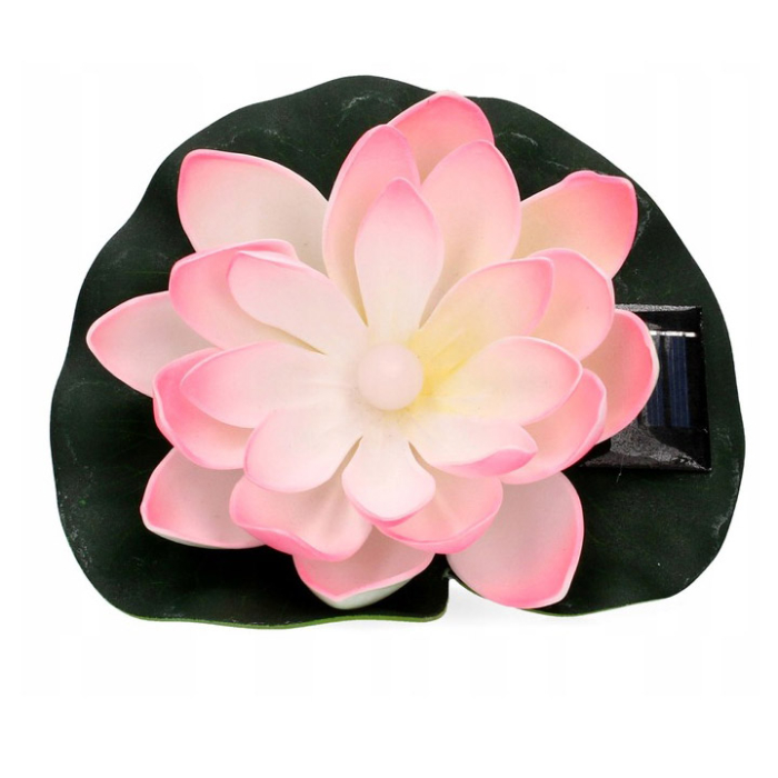 Lampa solara LED de gradina, plutitoare pe apa, floare de nufar roz, 18x18x6cm [5]