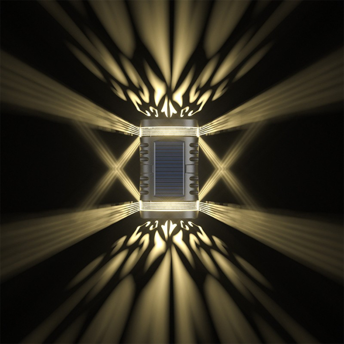 Lampa solara LED decorativa cu lumina bidirectionala , IP65, 1.2V, 600mah, 15.1 x 9 x 6 cm, material ABS, alb cald [4]