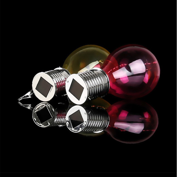 Lampa Solara LED Decorativa sub forma de Bulb, pentru exterior, suspendata, IP65, Ultron Rosu,  [3]