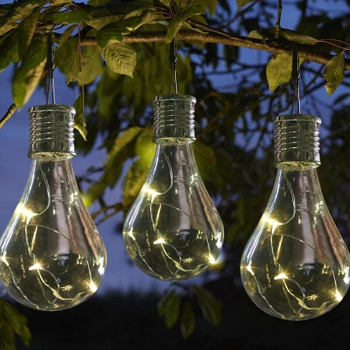 Lampa Solara LED Decorativa sub forma de Bulb, pentru exterior, suspendata, IP65, Ultron Transparent, lumina calda,  [9]