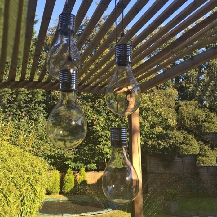 Lampa Solara LED Decorativa sub forma de Bulb, pentru exterior, suspendata, IP65, Ultron Transparent, lumina calda,  [10]