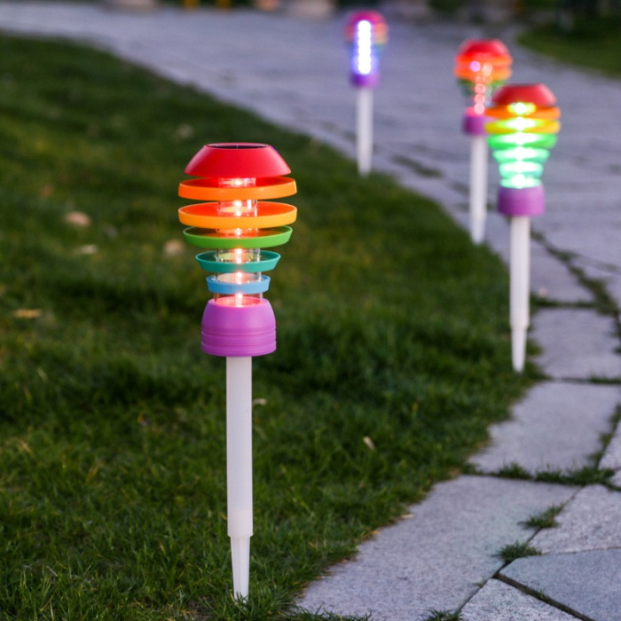 Lampa solara LED design modern pentru gradina , inaltime 45 cm, 2 moduri de utilizare, 45 x 10 cm, material sticla si ABS, 2V, ABS, 600mAh, alb cald si alb rece, mulicolor [4]