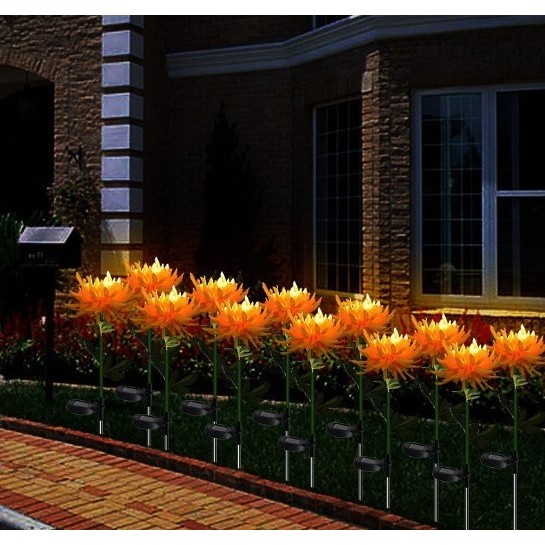 Lampa Solara LED tip Crizantema cu o floare pentru Gradina, Inaltime 80 cm,  [6]