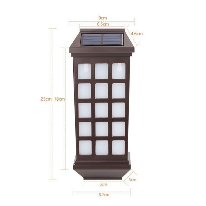 Lampa solara LED tip Felinar pentru perete , 23 x 9 cm, 1.2V, ABS, 600mAh, rezistent la apa, alb rece [2]