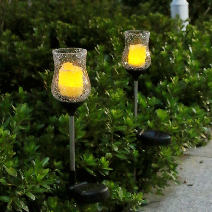 Lampa solara LED tip Lalea pentru gradina , inaltime 55 cm, material sticla si ABS, 2V, ABS, 600mAh, alb cald [6]