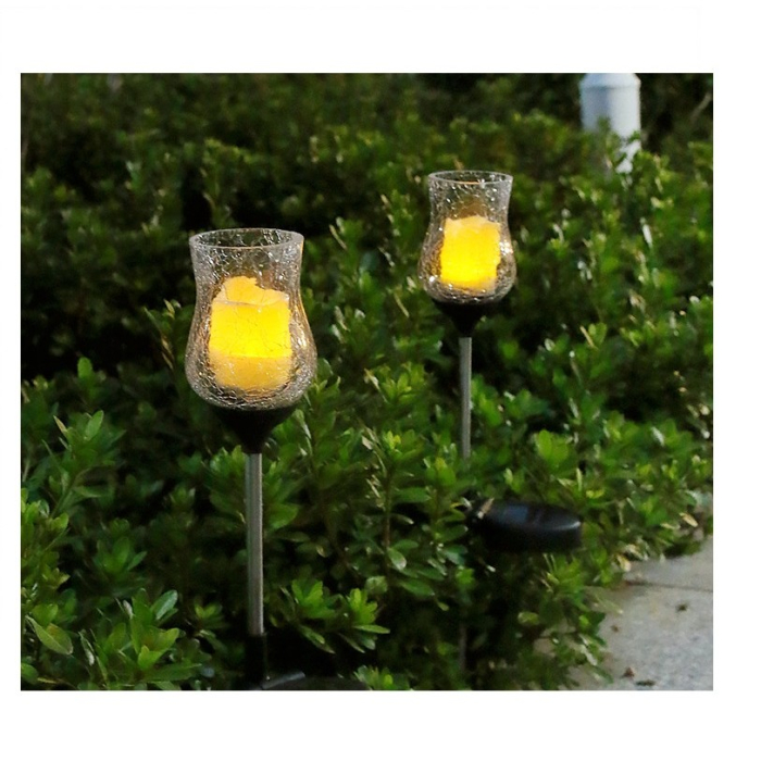 Lampa solara LED tip Lalea pentru gradina , inaltime 55 cm, material sticla si ABS, 2V, ABS, 600mAh, alb cald [3]