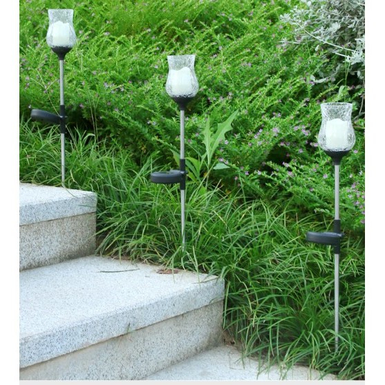 Lampa solara LED tip Lalea pentru gradina , inaltime 55 cm, material sticla si ABS, 2V, ABS, 600mAh, alb cald [4]