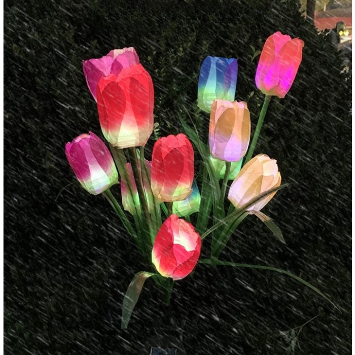 Lampa Solara LED tip Lalele cu 3 flori pentru Gradina, Inaltime 78 cm [5]