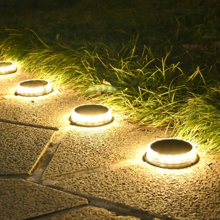 Lampa solara LED tip spot pentru gradina , 8 LED-uri, material ABS si Policarbonat, baterie 1.2V, 600mah, 12 x 13.5 cm, alb cald [4]