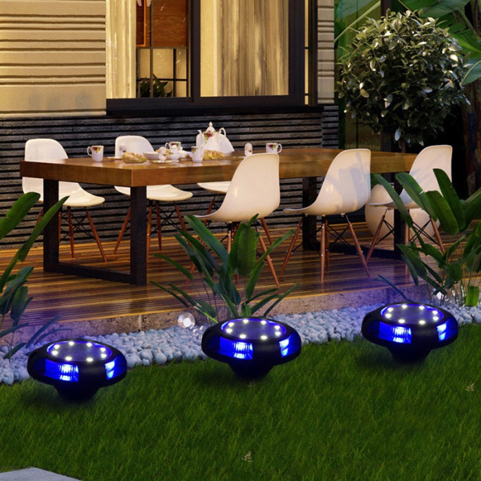 Lampa solara LED tip spot pentru gradina , cu 4 leduri laterale multicolore si 8 leduri principale alb rece, IP65, material ABS, baterie 2V, 700 mah, 11x13.5 cm, multicolor [4]