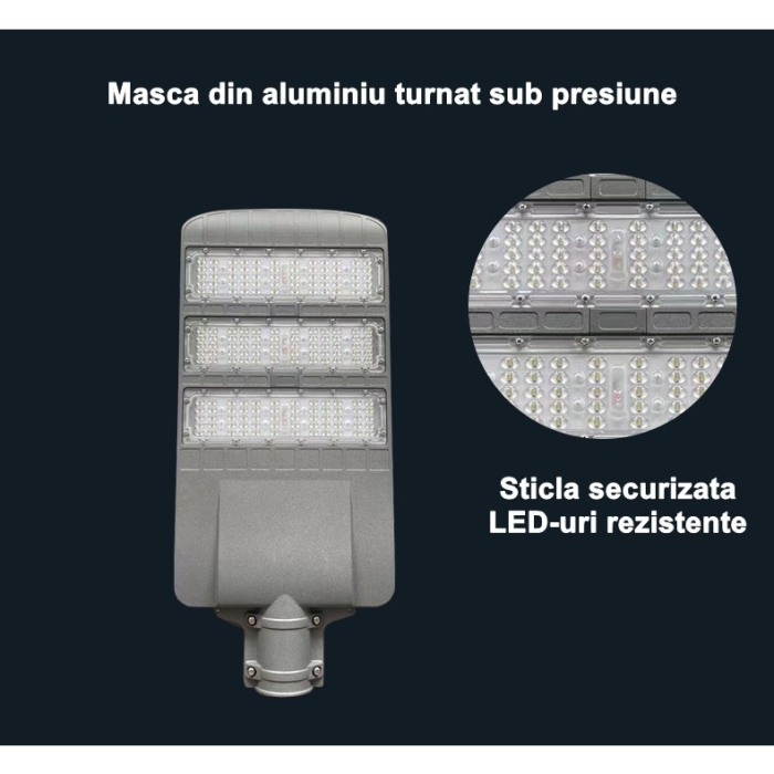 Lampa solara stradala , IP65, senzor de lumina, 306 LED-uri SMD, 3000 lm, panou 40W, putere 300W, autonomie 12-16 ore, telecomanda, montare prin fixare, pentru strada sau gradina, finisaj mat, material ABS, 70.3 x 36.5 x8.7 cm, lumina alb rece, gri [4]