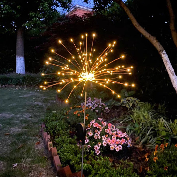 Lampa solara sub forma de artificii, 120 LED-uri, alb cald,  [8]