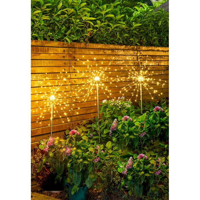 Lampa solara sub forma de artificii, 120 LED-uri, alb cald,  [2]