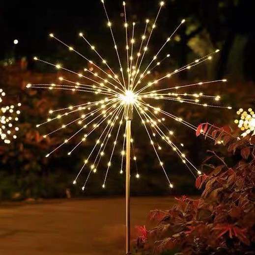 Lampa solara sub forma de artificii, 120 LED-uri, alb cald,  [6]
