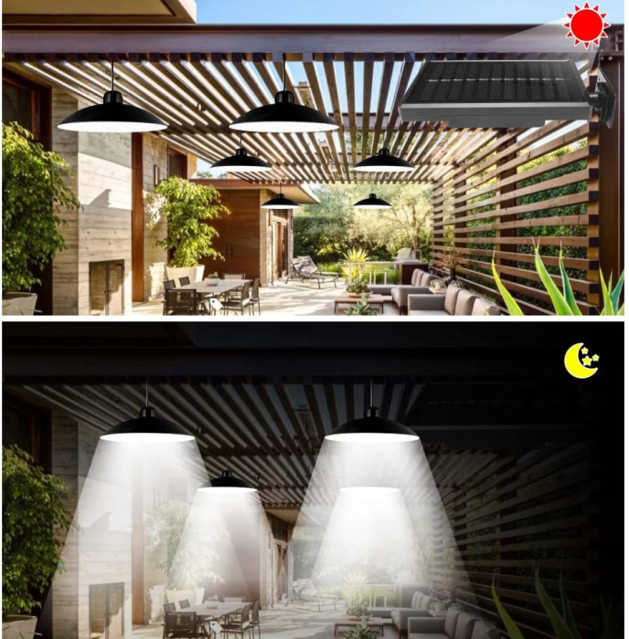 Lampa solara tip pendul, panou solar independent cu cablu de 3 metri, cu telecomanda [7]