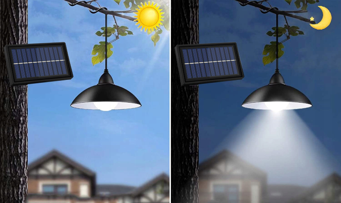 Lampa solara tip pendul, panou solar independent cu cablu de 3 metri, cu telecomanda [3]
