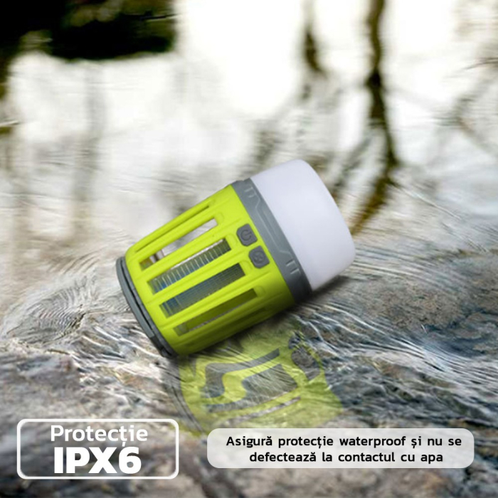 Lampă UV antiinsecte , anti muste, anti tantari, Conectare la priza prin USB, portabil, 3.7 V, 200 lumeni, 8.5 x 13.3 cm, Verde [2]