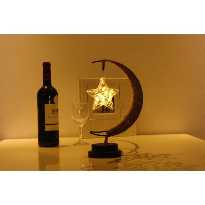 Lampa veghe , semi-luna cu stea din sticla, led, 28x15 cm, alb cald [4]