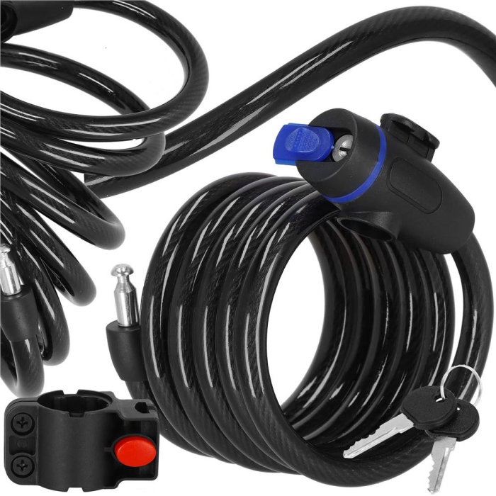 Lant antifurt bicicleta si trotineta, inchidere cheie, lungime 180 cm, Otel, Negru [3]